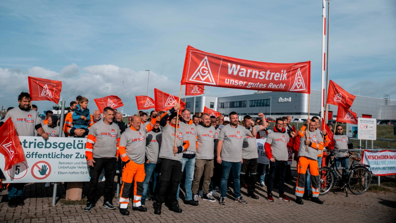 IG Metall Mitglieder streiken bei Orsted