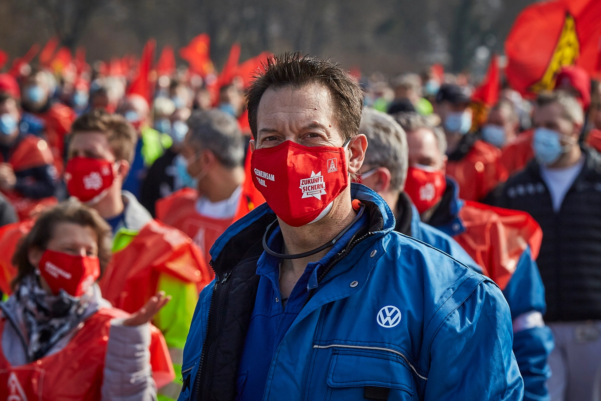 Warnstreik bei VW Nutzfahrzeuge Hannover am 21. März 2021