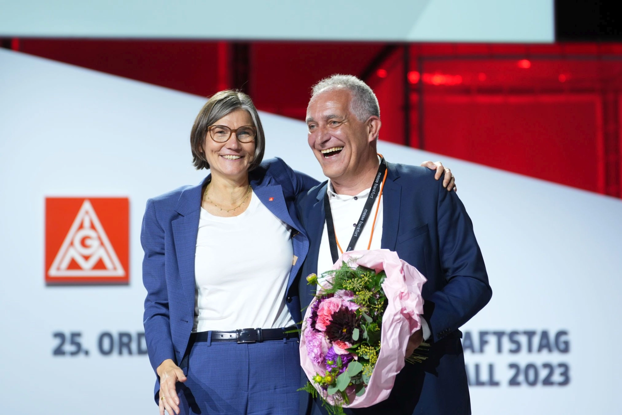 Christiane Benner und Jürgen Kerner auf dem 25. Ordentlichen Gewerkschaftstag der IG Metall in Frank.