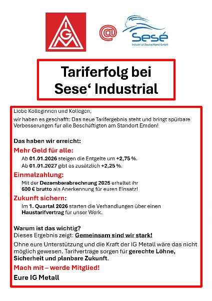 Tarifflugblatt Sese`Emden Nr. 2